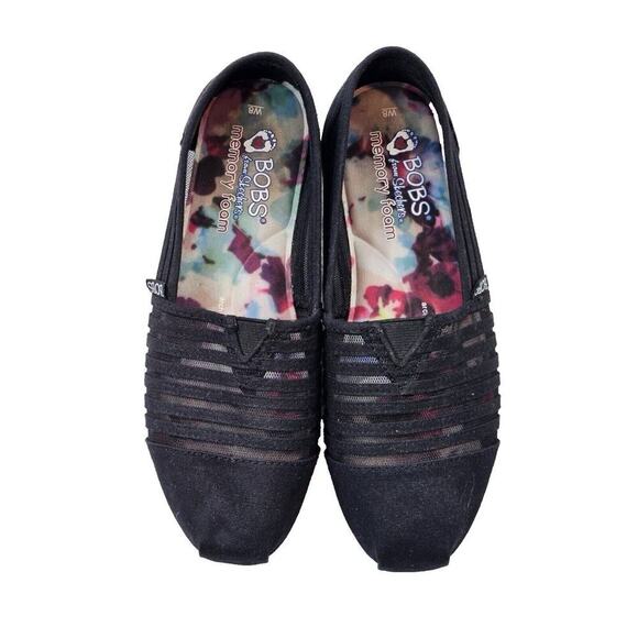 BOBS from Skechers Memory Foam Casual Flats Sz. W6 Black And Mesh NWOT - Picture 1 of 4